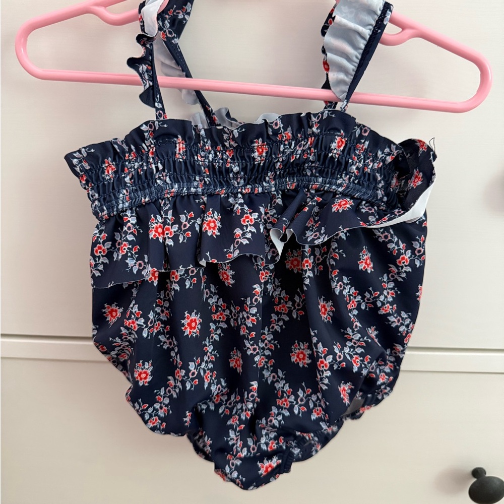 Janie and Jack Navy Floral Baby Romper
